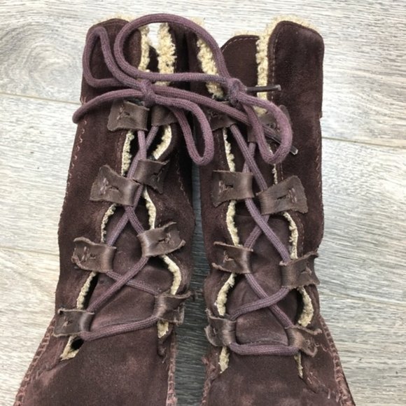 TIMBERLAND Fauna Lace Brown Leather Boots Size 6.5 - Picture 10 of 11